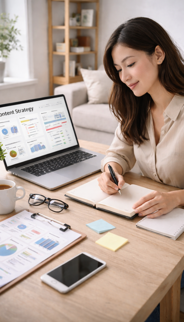 digital marketing, content strategy, content planning, digital marketer, marketing strategy, social media marketing, content marketing, marketing planning, laptop work, marketing analytics, business planning, digital business, freelancer, remote work, modern workspace, productivity, marketing professional, business strategy, creative professional, work from home, online business, marketing dashboard, professional workspace, generated